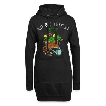 Ich Bin Gut Im Beet Gärtner - Hoodie-Kleid - Schwarz - Vorne