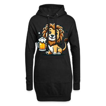 Cute Lion Drinking Beer 3 - Hoodie-Kleid - Schwarz - Vorne