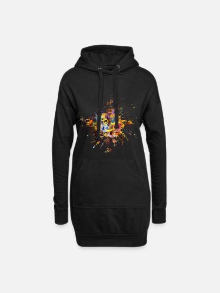 couleur taches - Sweat-shirt à capuche long Femme - noir