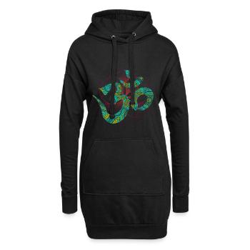 Spirituelles Om Zeichen Psychedelisches Muster - Hoodie-Kleid - Schwarz - Vorne