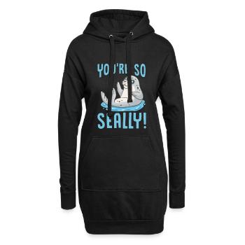Phoques, phoques, lion de mer, morse Your’re So Seally - Sweat-shirt à capuche long Femme - noir - Devant