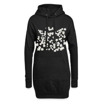 Motif marguerite belles fleurs - Sweat-shirt à capuche long Femme - noir - Devant