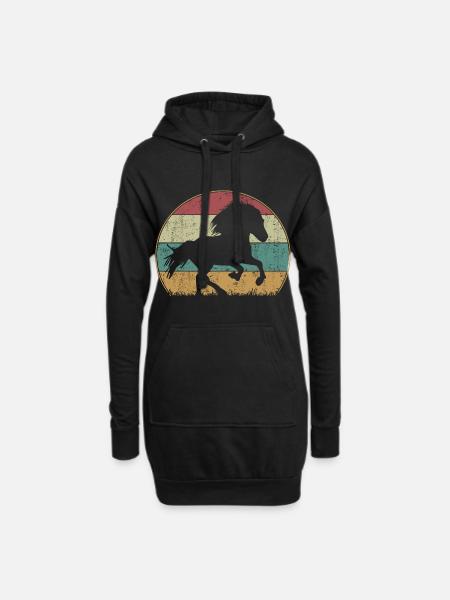Islandpferd Tölt Retro Vintage Silhouette - Hoodie-Kleid - Schwarz