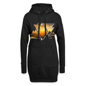 Natur Nature Berge Wald Sonne Sun Sonnenuntergang - Hoodie-Kleid - Schwarz - Vorne