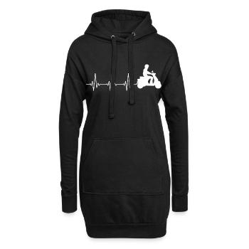 Roller Fahrer Roller Motorrad Herzschlag - Hoodie-Kleid - Schwarz - Vorne