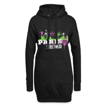 Paris Skyline Stadt Frankreich Graffiti Kunst - Hoodie-Kleid - Schwarz - Vorne