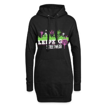 Leipzig Skyline Stadt Deutschland Graffiti Kunst - Hoodie-Kleid - Schwarz - Vorne