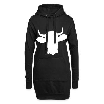 Kuhkopf - Hoodie-Kleid - Schwarz - Vorne