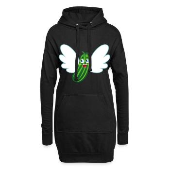 concombre volant - Sweat-shirt à capuche long Femme - noir - Devant