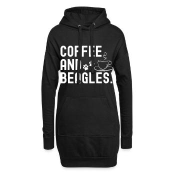 Beagle Kaffee Hund Cafe - Hoodie-Kleid - Schwarz - Vorne