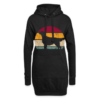 Flat Coated Retriever Retro Vintage Silhouette - Sweat-shirt à capuche long Femme - noir - Devant