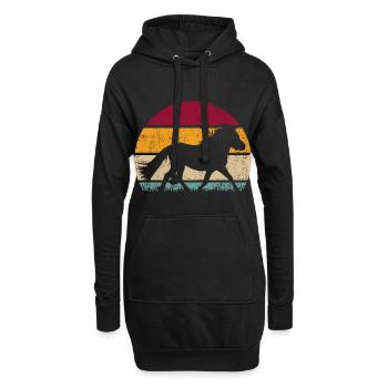Shetland Poney Vintage Retro - Sweat-shirt à capuche long Femme - noir - Devant
