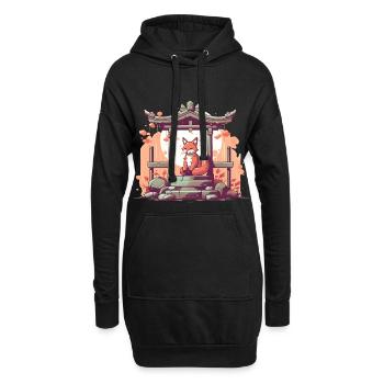 Fuchs Japan Inari Tempel Kami Nippon Shinto - Hoodie-Kleid - Schwarz - Vorne