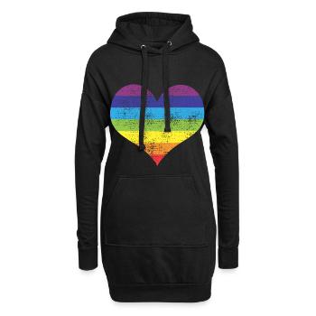 cœur - Sweat-shirt à capuche long Femme - noir - Devant