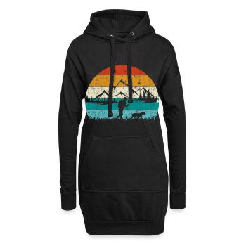 Wandern mit Hund Vintage Retro - Hoodie-Kleid - Schwarz - Vorne
