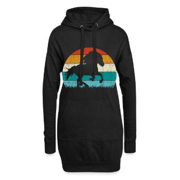 Islandpferd Tölt Retro Vintage - Sweat-shirt à capuche long Femme - noir - Devant