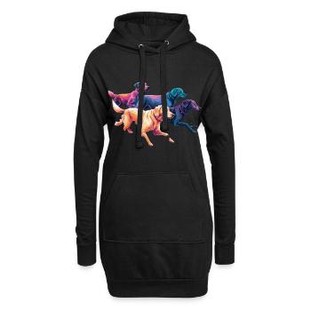 Bunte Hunde - Hunde Gruppe - Hoodie-Kleid - Schwarz - Vorne