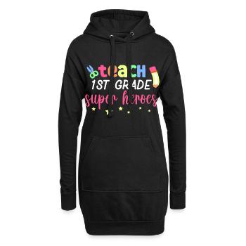 Teach 1st Grade Superheroes - Hoodie-Kleid - Schwarz - Vorne