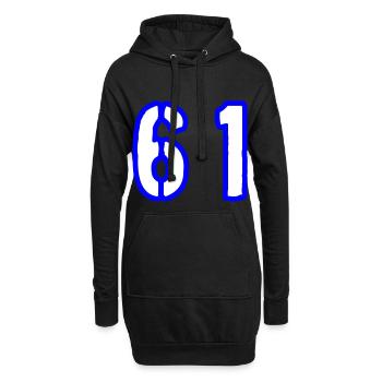 61 Zahl Symbol - Hoodie-Kleid - Schwarz - Vorne