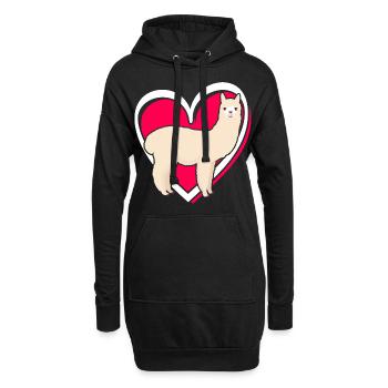 Valentin Lama Alpaga Love Girls Enfants - Sweat-shirt à capuche long Femme - noir - Devant