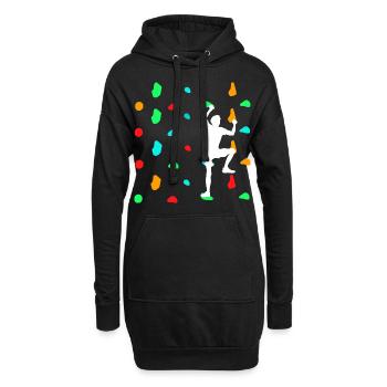 Boulderers bouldering on the climbing wall - Hoodie Dress - black - Front
