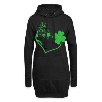 Deutscher Schäferhund Kleeblatt Herz Kleeblatt - Hoodie-Kleid - Schwarz - Vorne