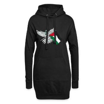 Palestine - Sweat-shirt à capuche long Femme - noir - Devant