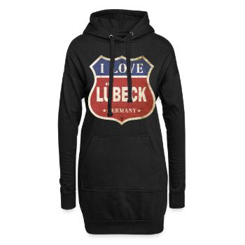 Lübeck Deutschland Stadt I Love Vintage Retro - Hoodie-Kleid - Schwarz - Vorne