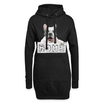 Bulldog Dog Pet Home Bouclier - Sweat-shirt à capuche long Femme - noir - Devant