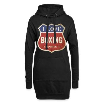 J’adore la boxe boxe boxe match vintage bouclier route - Sweat-shirt à capuche long Femme - noir - Devant