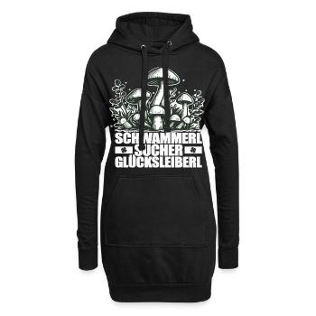 Pilzsammler Glücksleiberl - Hoodie-Kleid - Schwarz - Vorne