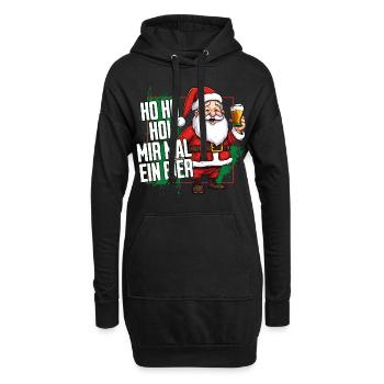 Weihnachtsmann Ho Ho Hol Mir Mal Ein Bier Lustig - Hoodie-Kleid - Schwarz - Vorne
