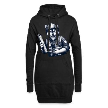 Cute Dog Construction Worker - Hoodie-Kleid - Schwarz - Vorne