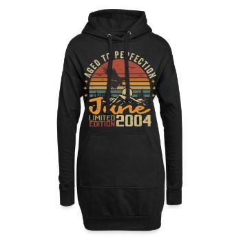 Vintage Juin 2004 Juin 2004 né en Juin 2004 Rétro - Sweat-shirt à capuche long Femme - noir - Devant