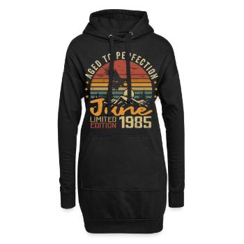 Vintage Juin 1985 Juin 1985 né en Juin 1985 Rétro - Sweat-shirt à capuche long Femme - noir - Devant