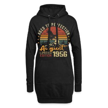 Millésime Août 1956 Cadeau Anniversaire Août 1956 - Sweat-shirt à capuche long Femme - noir - Devant