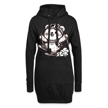 Cute Skier Bear - Hoodie-Kleid - Schwarz - Vorne