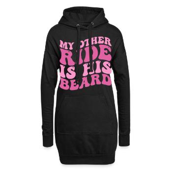 My Other Ride Is His Beard Tees Groovy Beard Lover - Sweat-shirt à capuche long Femme - noir - Devant
