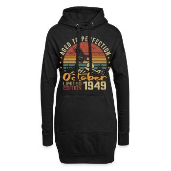 Vintage Octobre 1949 - Cadeau Rétro Octobre 1949 - Sweat-shirt à capuche long Femme - noir - Devant