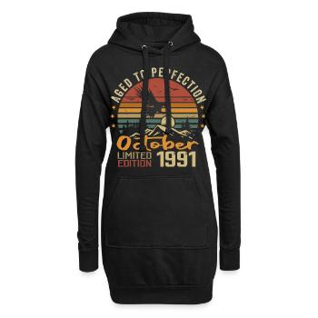 Vintage Octobre 1991 - Cadeau Rétro Octobre 1991 - Sweat-shirt à capuche long Femme - noir - Devant