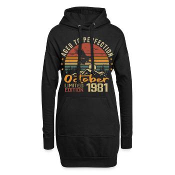 Vintage Octobre 1981 - Cadeau Rétro Octobre 1981 - Sweat-shirt à capuche long Femme - noir - Devant