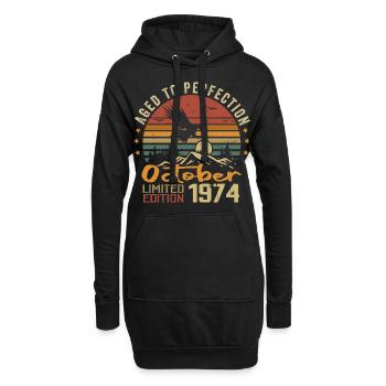 Jahrgang Oktober 1974 - Oktober 1974 Retro Geschenk - Hoodie-Kleid - Schwarz - Vorne