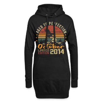 Vintage Octobre 2014 - Cadeau Rétro Octobre 2014 - Sweat-shirt à capuche long Femme - noir - Devant