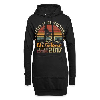 Vintage Octobre 2017 - Cadeau Rétro Octobre 2017 - Sweat-shirt à capuche long Femme - noir - Devant