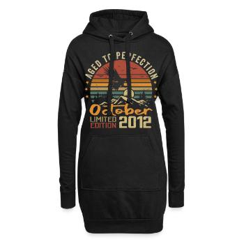 Vintage Octobre 2012 - Cadeau Rétro Octobre 2012 - Sweat-shirt à capuche long Femme - noir - Devant