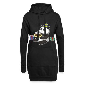 Anniversaire panda anniversaire - Sweat-shirt à capuche long Femme - noir - Devant