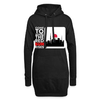 Venez là où le soleil rouge se lève, Japon - Sweat-shirt à capuche long Femme - noir - Devant