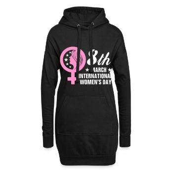 Femmes 8 mars Journée de la femme Droits Égalité - Sweat-shirt à capuche long Femme - noir - Devant