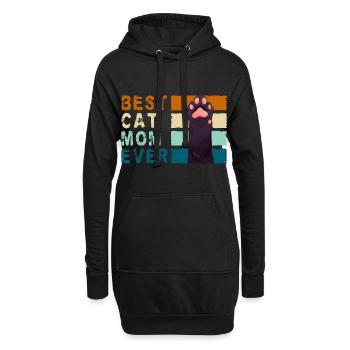 Katze Stubentiger Kätzchen Frauchen - Hoodie-Kleid - Schwarz - Vorne