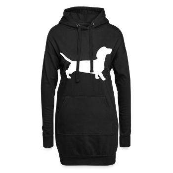 Silhouette de teckel - Sweat-shirt à capuche long Femme - noir - Devant